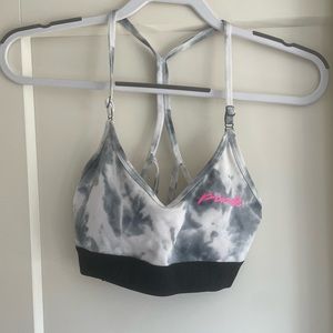 VS PINK lightly lined sports bra, size S.